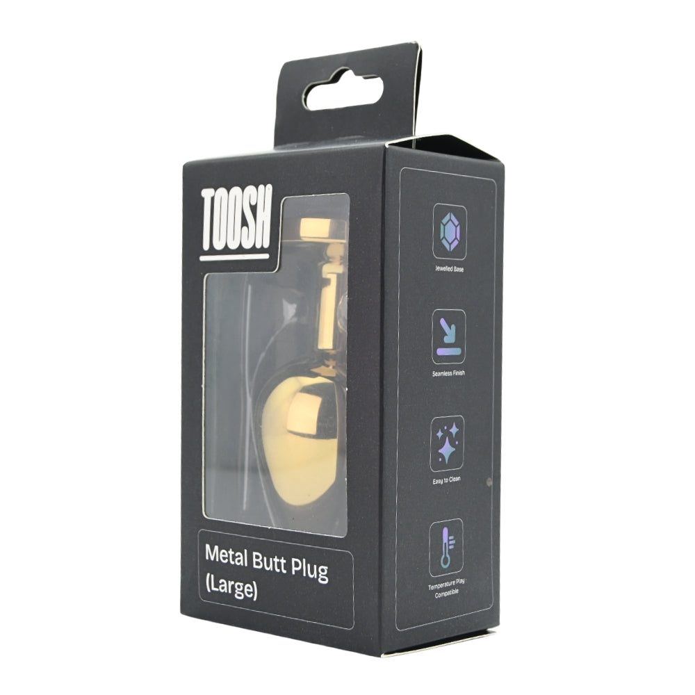 Toosh Gold Metal Butt Plug Large Clear Stone