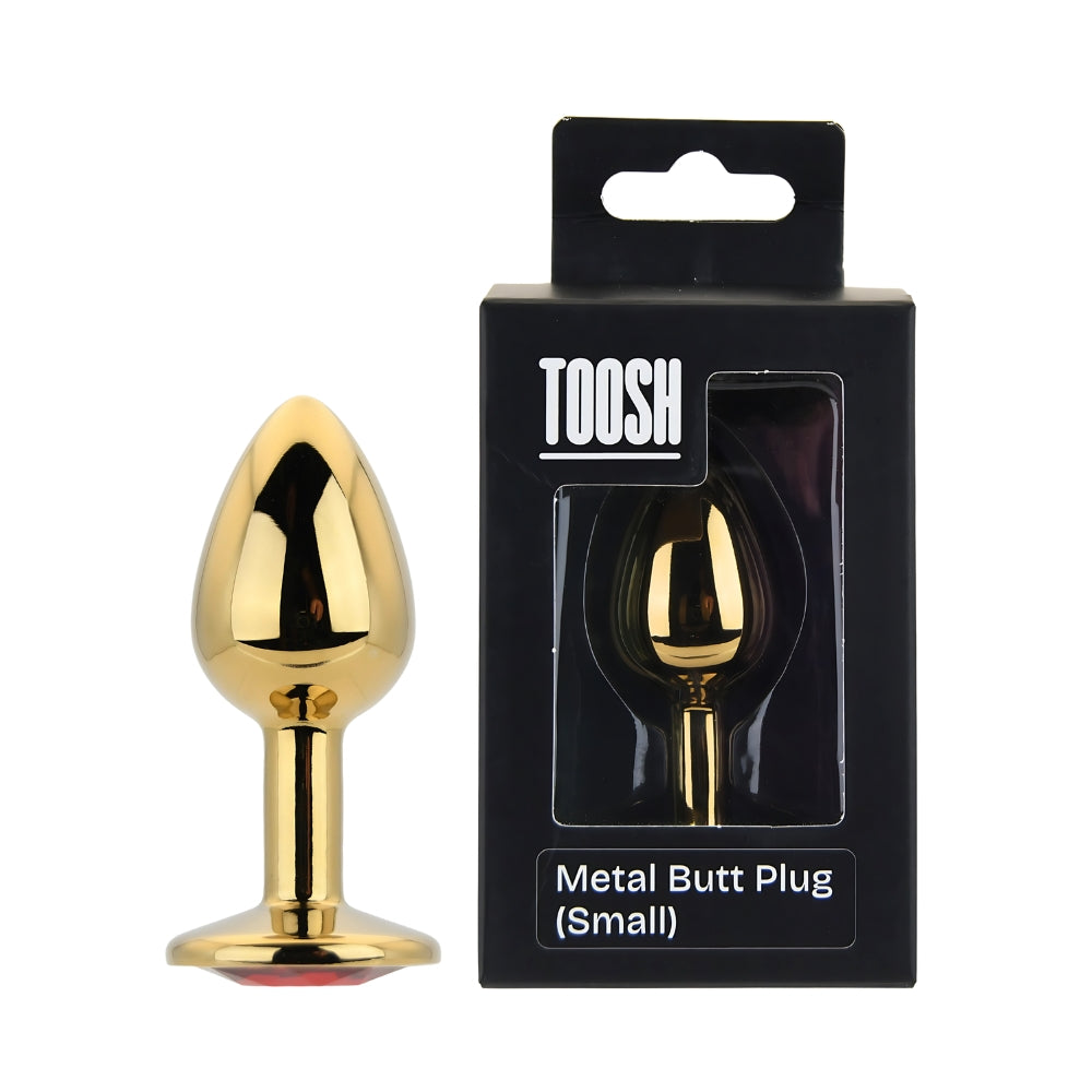 Toosh Gold Metal Butt Plug Small Red Stone
