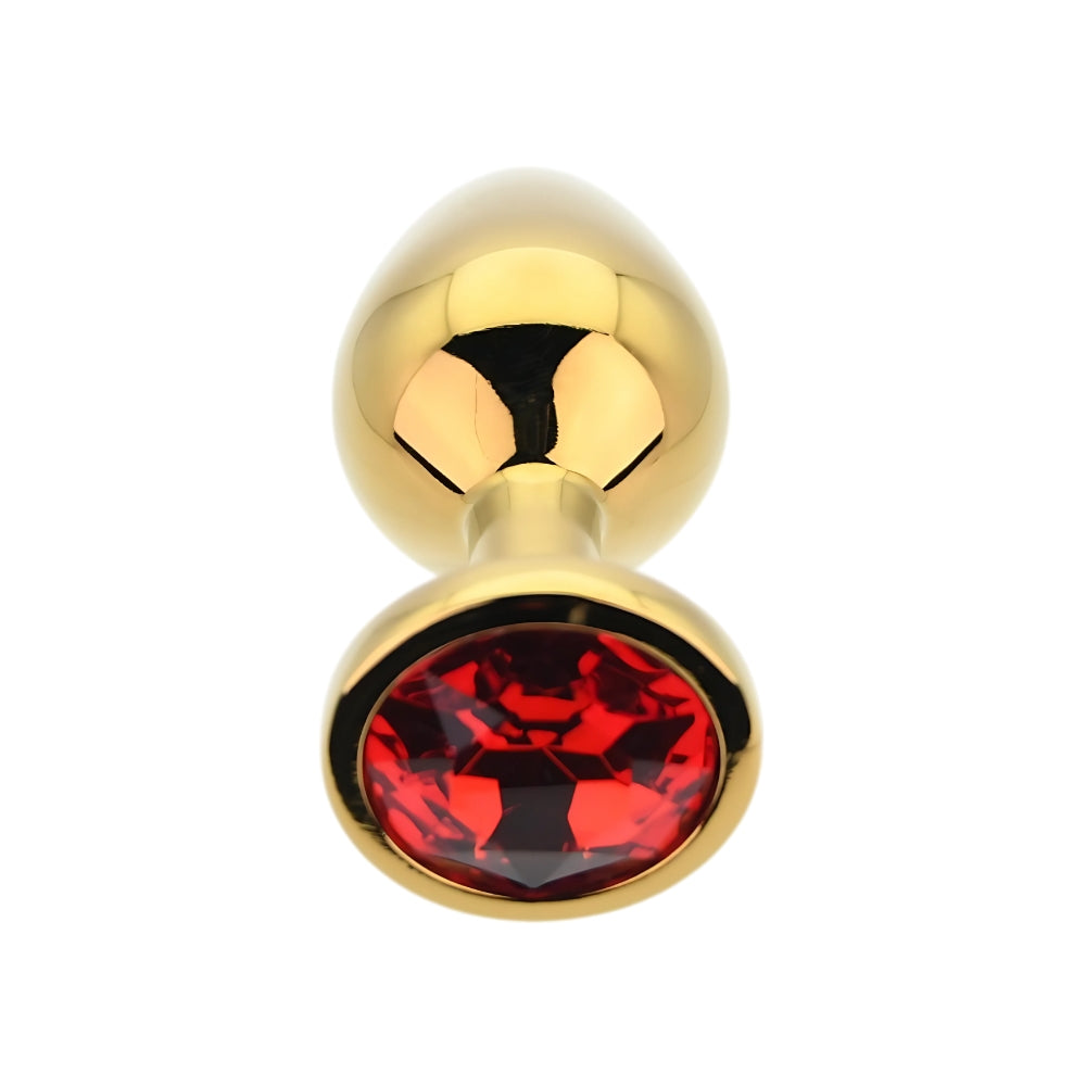 Toosh Gold Metal Butt Plug Medium Red Stone
