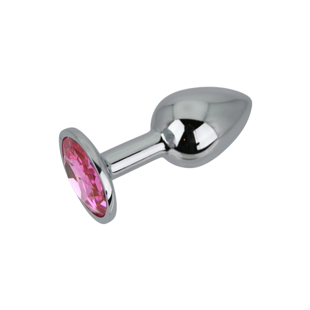 Toosh Silver Metal Butt Plug Small Pink Stone