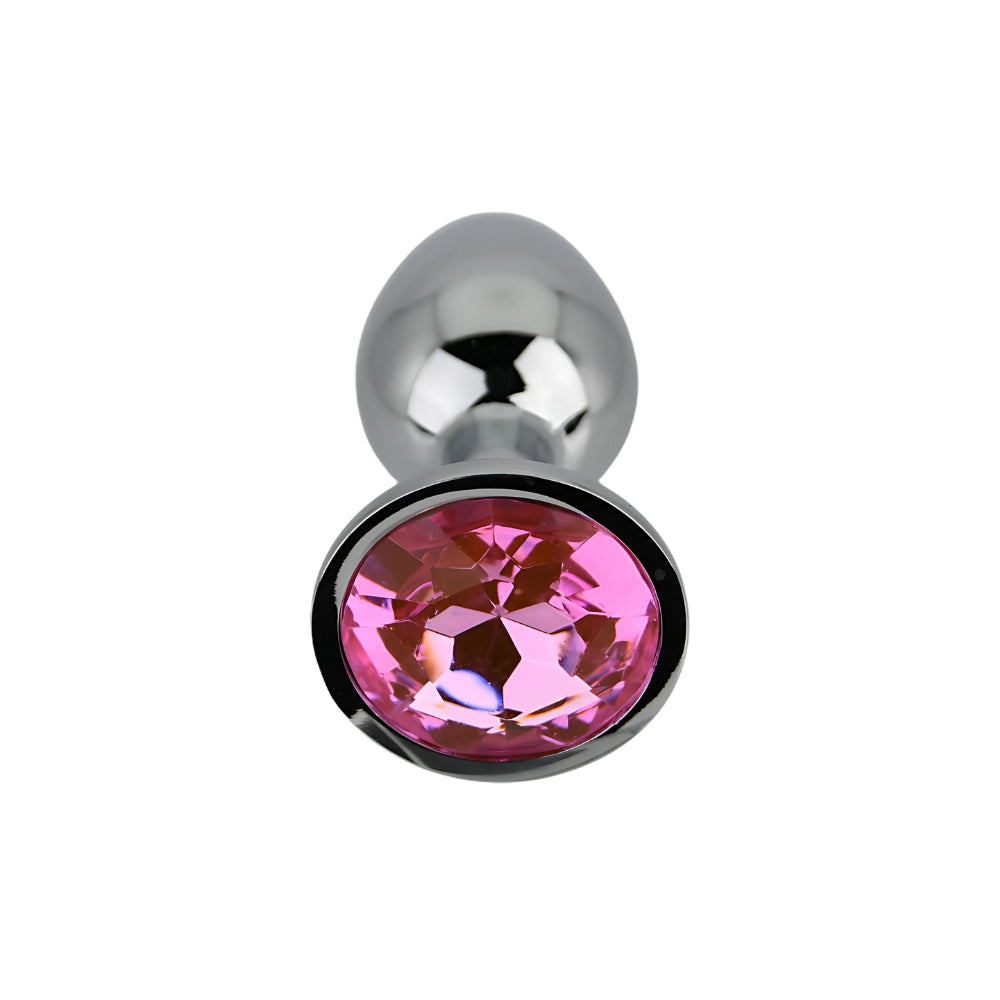 Toosh Silver Metal Butt Plug Small Pink Stone
